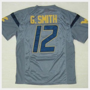 Football Geno Smith College Jersey Gray WVU Youth #12