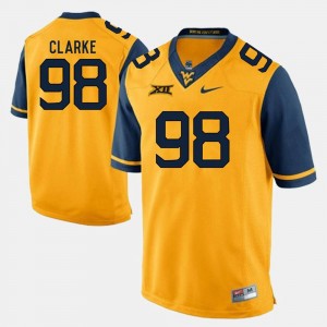 #98 Mens Will Clarke College Jersey West Virginia University Gold Alumni Football Game