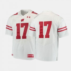 Football #17 College Jersey White Wisconsin Mens