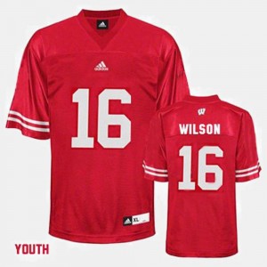 #16 Russell Wilson College Jersey Youth(Kids) Wisconsin Badger Red Football