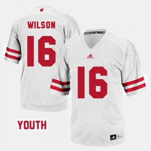 Russell Wilson College Jersey Wisconsin White #16 Football Youth(Kids)