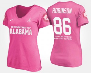 A'Shawn Robinson College T-Shirt Ladies Pink Alabama Roll Tide With Message #86