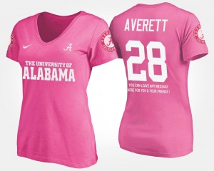Alabama #28 Pink For Women With Message Anthony Averett College T-Shirt