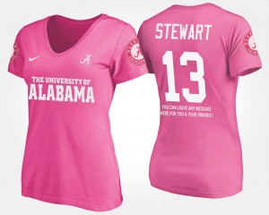 Womens ArDarius Stewart College T-Shirt Alabama #13 With Message Pink