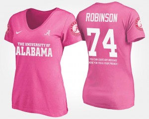 Women Pink With Message #74 Cam Robinson College T-Shirt Alabama