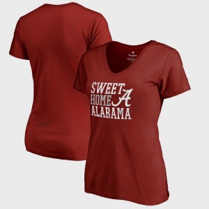 Bowl Game Crimson Alabama College T-Shirt Hometown Collection Sweet Home Alabama V-Neck Women