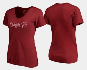 Women's Alabama College T-Shirt Graceful Crimson V-Neck