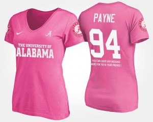 Pink With Message Alabama Crimson Tide #94 Ladies Da'Ron Payne College T-Shirt