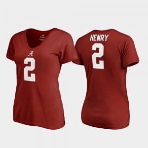 Legends #2 Women Derrick Henry College T-Shirt Alabama Crimson V-Neck
