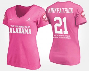 Womens #21 With Message Dre Kirkpatrick College T-Shirt Pink Alabama Roll Tide