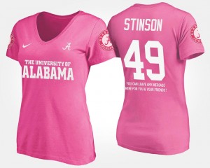 Pink #49 Ed Stinson College T-Shirt Alabama Roll Tide With Message For Women's