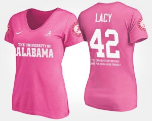 #42 Pink Eddie Lacy College T-Shirt Alabama Crimson Tide With Message Women's