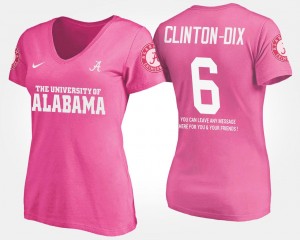 For Women's With Message Pink #6 Ha Ha Clinton-Dix College T-Shirt Bama