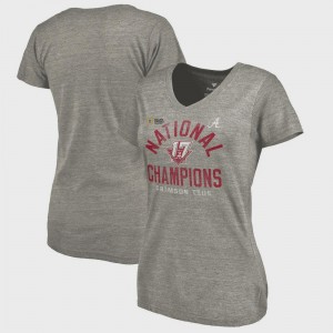 Bowl Game Football Playoff 2017 National Champions V-Neck Long Snap Heather Gray Women Roll Tide College T-Shirt