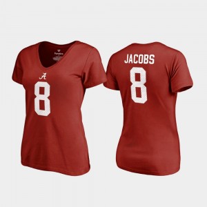 #8 Bama Women's Legends Crimson V-Neck Name & Number Josh Jacobs College T-Shirt