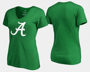 St. Patrick's Day Kelly Green Bama For Women's White Logo College T-Shirt