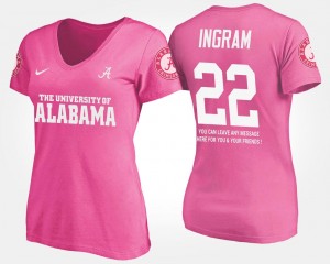#22 Bama Ladies Pink Mark Ingram College T-Shirt With Message