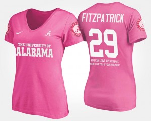 Alabama Roll Tide With Message Pink Women Minkah Fitzpatrick College T-Shirt #29