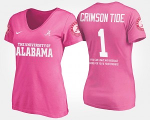 #1 No.1 Short Sleeve With Message Pink Alabama College T-Shirt Women's