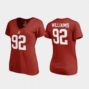 Legends #92 Alabama Roll Tide Women V-Neck Name & Number Crimson Quinnen Williams College T-Shirt