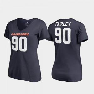 Nick Fairley College T-Shirt Auburn University #90 Navy Legends V-Neck Womens