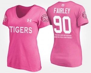 Pink #90 Ladies With Message Nick Fairley College T-Shirt Auburn Tigers