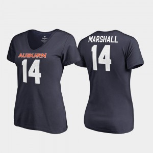 V-Neck Navy Auburn Tigers Legends #14 Nick Marshall College T-Shirt Womens
