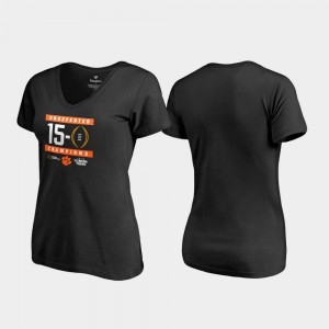 Undefeated V-Neck Football Playoff College T-Shirt 2018 National Champions Clemson University Black Womens