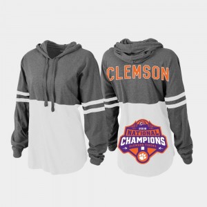 Charcoal White College Hoodie Ladies Clemson Tigers Football Playoff Pom Pom Jersey 2018 National Champions