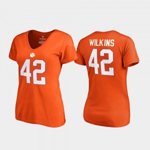 Orange #42 For Women Legends Clemson Tigers Christian Wilkins College T-Shirt V-Neck Name & Number
