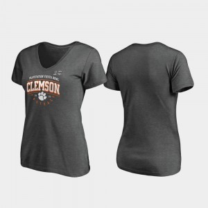 Heather Gray For Women College T-Shirt Clemson 2019 Fiesta Bowl Bound Tackle V-Neck