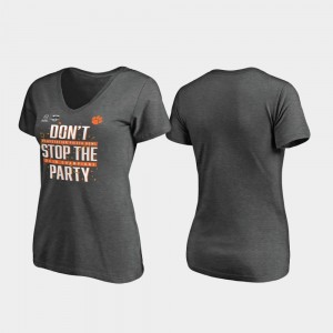 College T-Shirt Heather Gray Receiver V-Neck 2019 Fiesta Bowl Champions For Women Clemson Tigers
