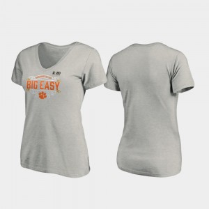 Heather Gray Post V-Neck For Women's 2020 National Championship Bound Clemson University College T-Shirt