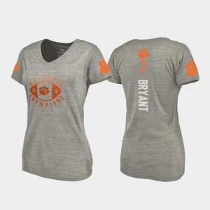 #2 Football Playoff V-Neck Gray Clemson Kelly Bryant College T-Shirt 2018 National Champions Ladies