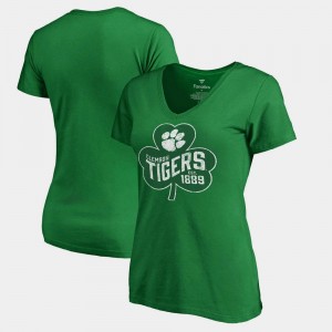Paddy's Pride Fanatics St. Patrick's Day Ladies College T-Shirt Kelly Green Clemson
