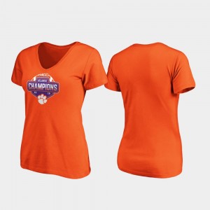 2019 Football Division Champions College T-Shirt ACC Atlantic V-Neck Clemson Tigers Orange Women