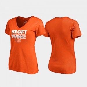 Orange We Got Twins V-Neck College T-Shirt Womens CFP Champs 2018 National Champions