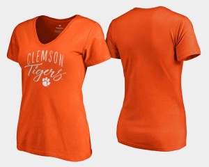 Women Graceful College T-Shirt Orange Clemson V-Neck