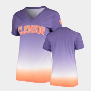 V-Neck Ombre Clemson National Championship College T-Shirt Womens Purple