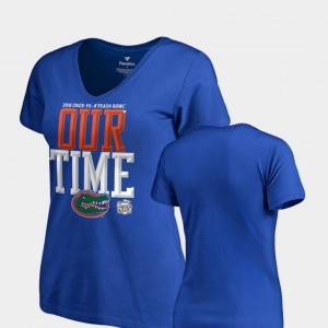 College T-Shirt Blue For Women Gator Counter V-Neck 2018 Peach Bowl Bound