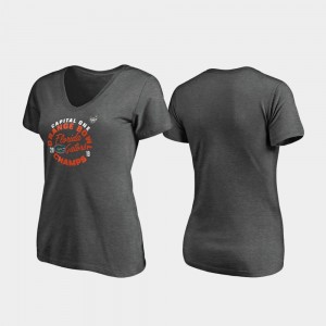 2019 Orange Bowl Champions For Women's College T-Shirt Heather Gray UF Curl V-Neck