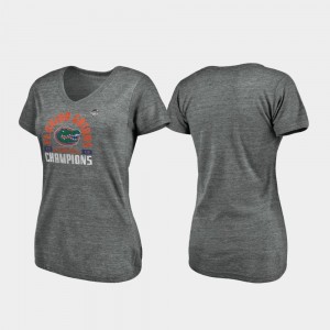 College T-Shirt Women's Heather Gray Offensive V-Neck Tri-Blend Florida 2019 Orange Bowl Champions