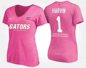Women With Message University of Florida Pink #1 Percy Harvin College T-Shirt