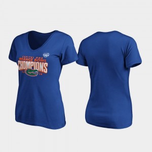 College T-Shirt Royal Receiver V-Neck 2019 Orange Bowl Champions Women Gator
