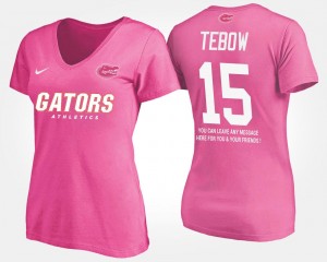 #15 With Message Pink Gator Tim Tebow College T-Shirt Women