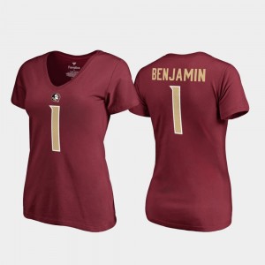Kelvin Benjamin College T-Shirt Garnet Florida State #1 Legends Ladies V-Neck