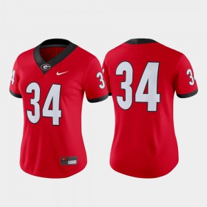 #34 Football University of Georgia For Women College Jersey Red Game