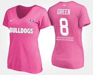 With Message Pink UGA Bulldogs A.J. Green College T-Shirt For Women #8