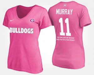 Aaron Murray College T-Shirt With Message For Women UGA Bulldogs Pink #11