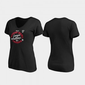 College T-Shirt 2020 Sugar Bowl Champions Curl V-Neck Black Women's Georgia Bulldogs
